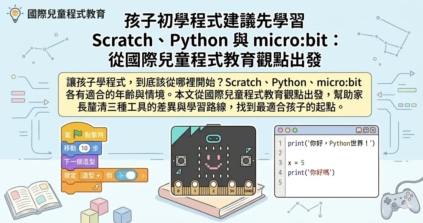 孩子初學程式建議先學習 Scratch、Python 與 micro:bit  ：從國際兒童程式教育觀點出發