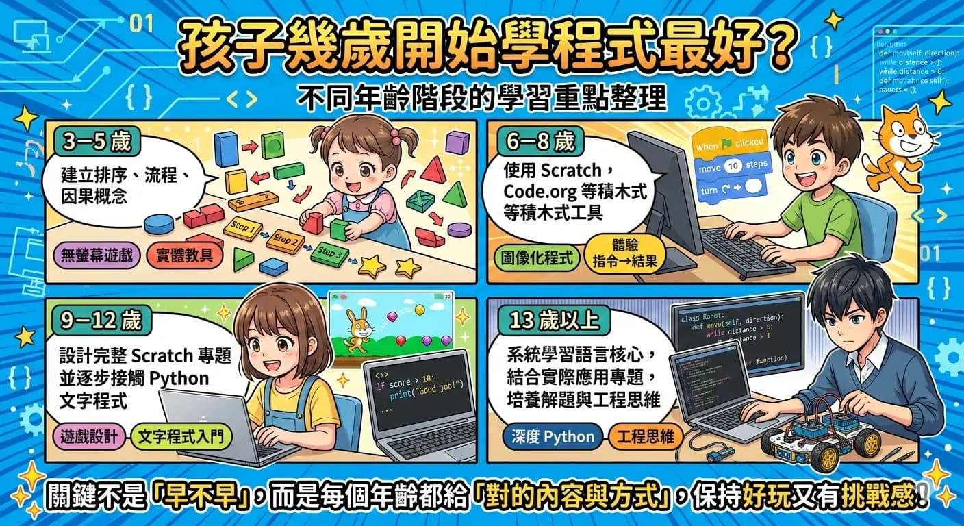 孩子幾歲開始學程式最好？不同年齡階段的學習重點整理
