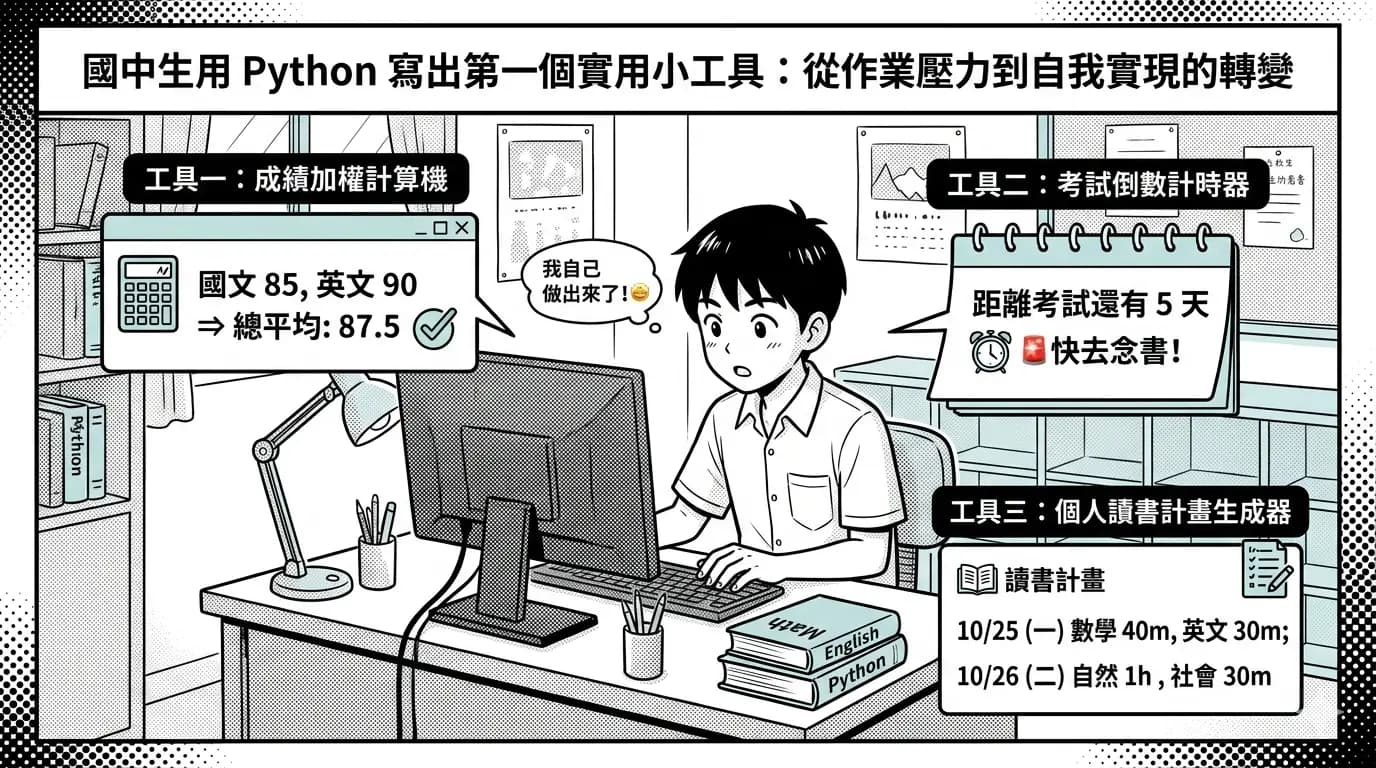 國中生用 Python 寫出第一個實用小工具：從作業壓力到自我實現的轉變