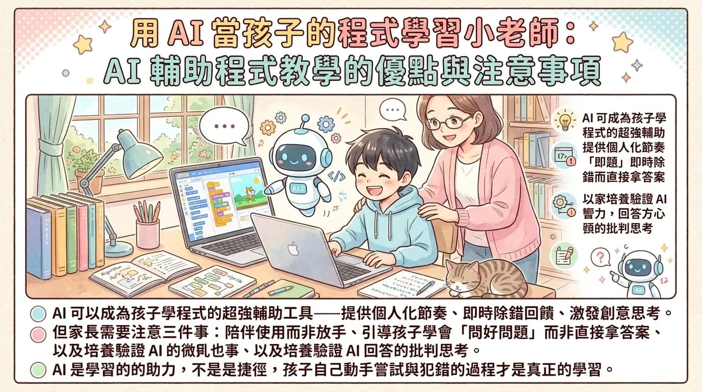 用 AI 當孩子的程式學習小老師：AI 輔助程式教學的優點與注意事項