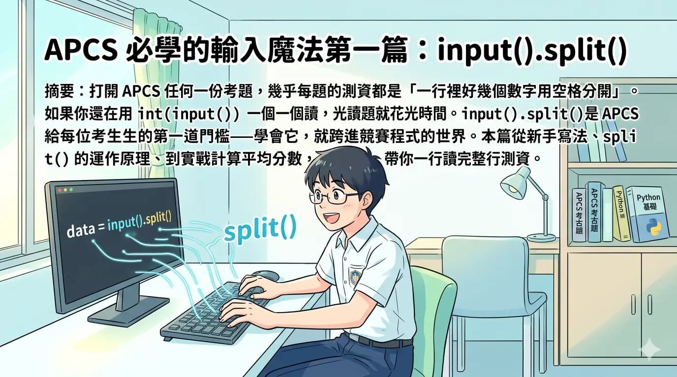  APCS 必學的輸入魔法第一篇：input().split() 
