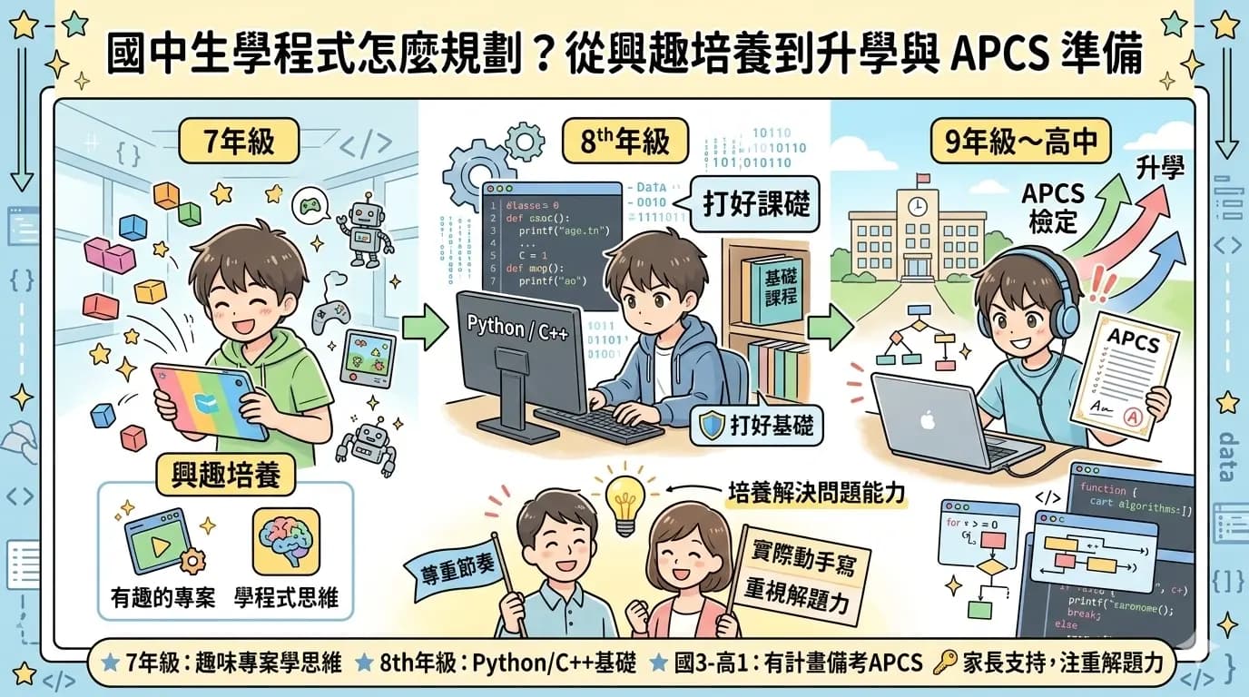 國中生學程式怎麼規劃?從興趣培養到升學與 APCS 準備